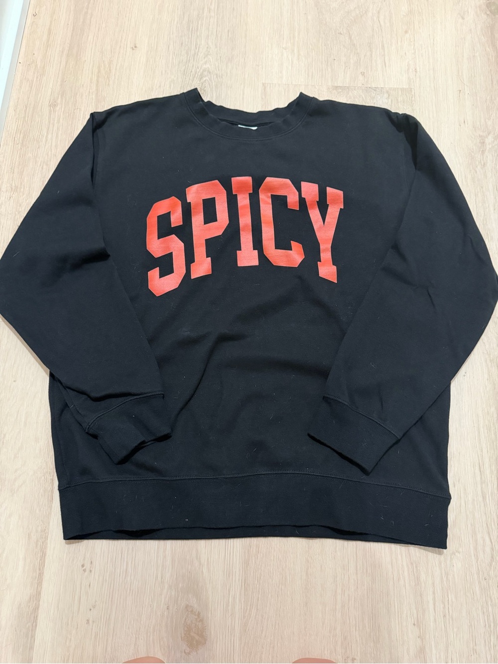 Black "SPICY" Graphic Sweatshirt Pullover
